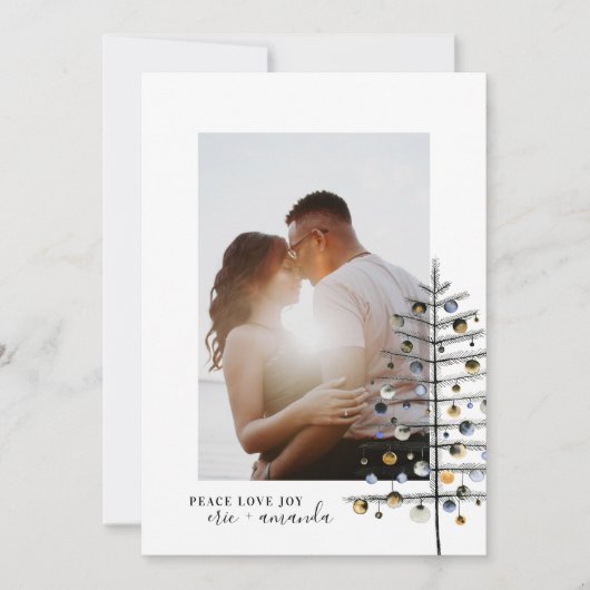 Minimale kerstboomfoto Vredesliefdesfoto Feestdagenkaart (Voorkant)