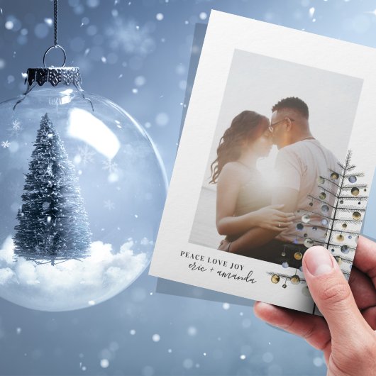 Minimale kerstboomfoto Vredesliefdesfoto Feestdagenkaart