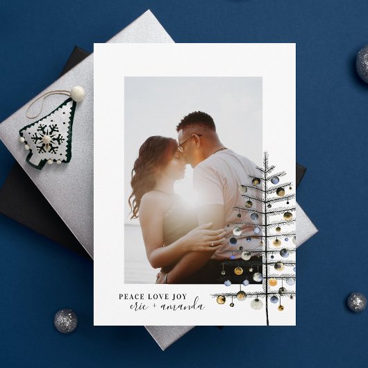 Minimale kerstboomfoto Vredesliefdesfoto Feestdagenkaart