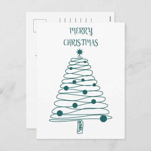 Minimale kerstboomster Merry Kerstmis Holid Feestdagenkaart (Voorkant / Achterkant)