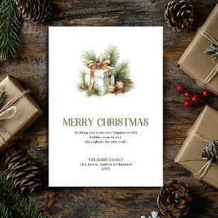 Minimale Kerstcadeau Kerstkaart Beige Goud