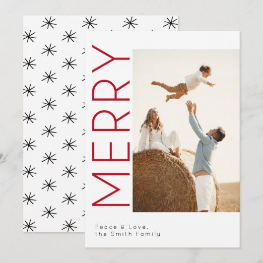 Minimale kerstfamilieforum feestdagenkaart (Voorkant / Achterkant)