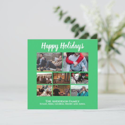 Minimale kerstfamiliefoto collage groen (Staand voorkant)