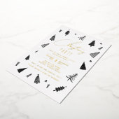 Minimale kerstfeestdag in zwart-wit folie uitnodiging (Gedraaid)