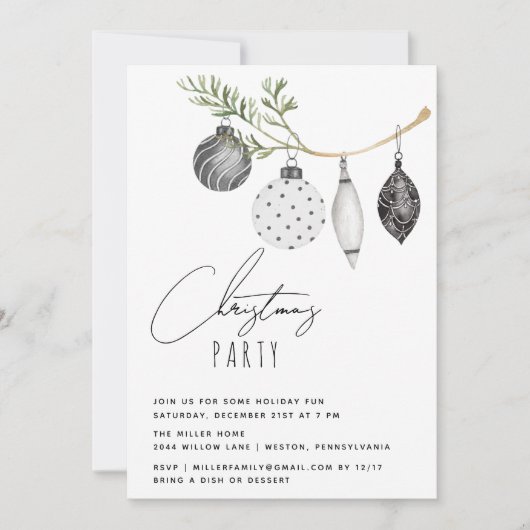 Minimale kerstfeestdag in zwart-wit kaart (Voorkant)