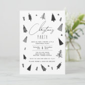 Minimale kerstfeestdag in zwart-wit kaart (Staand voorkant)