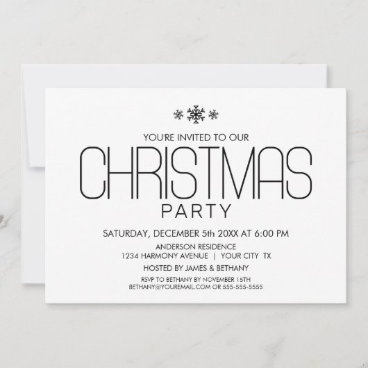 Minimale kerstfeestdag in zwart-wit kaart (Voorkant)