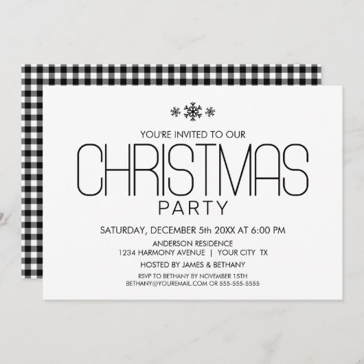 Minimale kerstfeestdag in zwart-wit kaart (Voorkant / Achterkant)