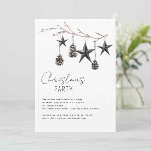 Minimale kerstfeestdag in zwart-wit kaart (Staand voorkant)