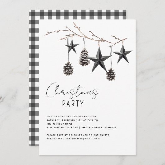 Minimale kerstfeestdag in zwart-wit kaart (Voorkant / Achterkant)