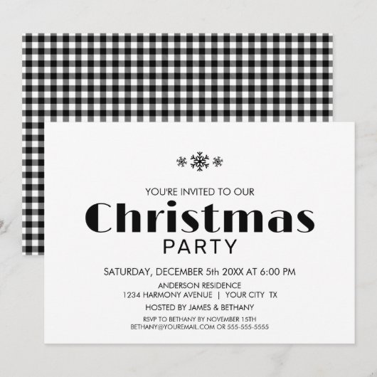 Minimale kerstfeestdag in zwart-wit kaart (Voorkant / Achterkant)