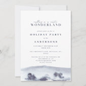 Minimale kerstfeestdag met blauwe waterverf feestdagenkaart (Voorkant)