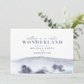 Minimale kerstfeestdag met blauwe waterverf feestdagenkaart (Staand voorkant)