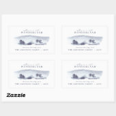 Minimale kerstfeestdag met blauwe waterverf rechthoekige sticker (Vel)