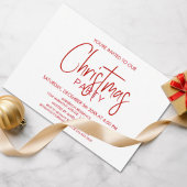 Minimale kerstfeestdag met rood en wit kaart