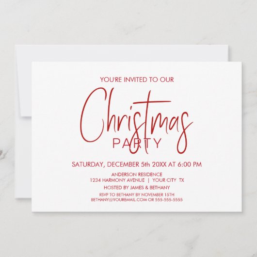 Minimale kerstfeestdag met rood en wit kaart (Voorkant)