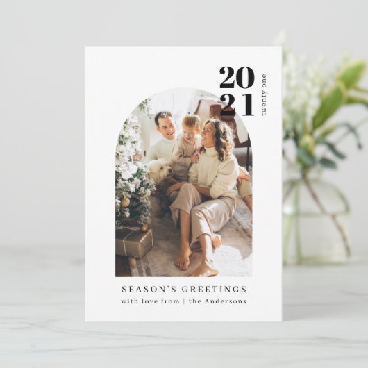 Minimale kerstfeestdag voor foto's kaart (Staand voorkant)