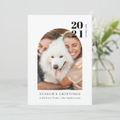 Minimale kerstfeestdag voor foto's roze roze kaart (Staand voorkant)