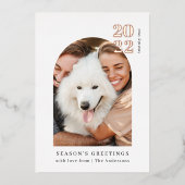 Minimale kerstfeestdag voor foto's roze roze kerst folie uitnodiging (Voorkant)