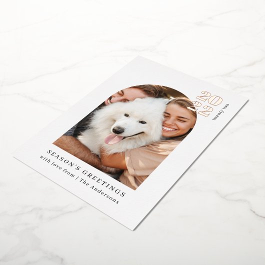 Minimale kerstfeestdag voor foto's roze roze kerst folie uitnodiging (Gedraaid)