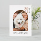 Minimale kerstfeestdag voor foto's roze roze kerst folie uitnodiging (Staand Voorkant)