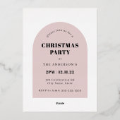 Minimale kerstfeestdag voor foto's roze roze kerst folie uitnodiging (Achterkant)