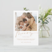 Minimale kerstfeestelijke fotokaart bedankkaart (Staand voorkant)