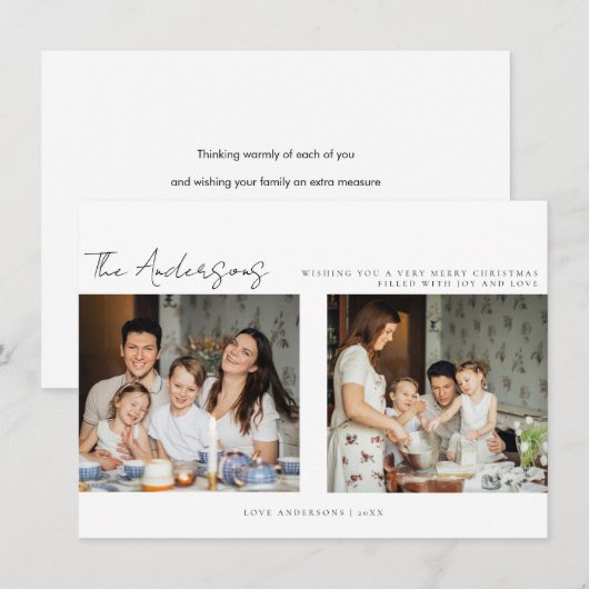 Minimale kerstfeestelijke fotokaart bedankkaart (Voorkant / Achterkant)