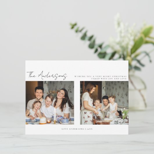 Minimale kerstfeestelijke fotokaart bedankkaart (Staand voorkant)