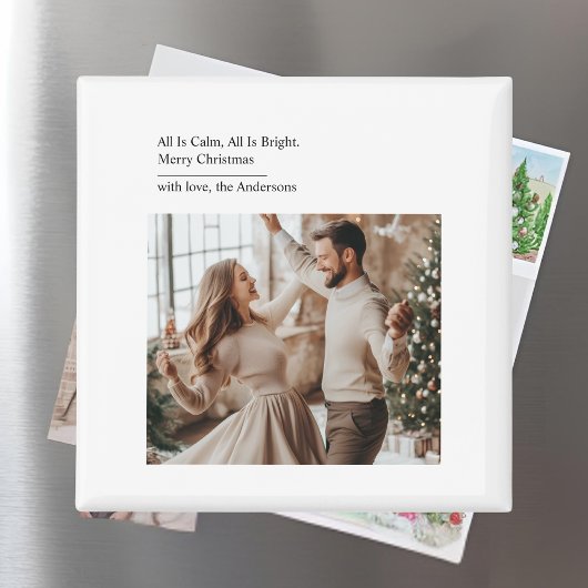 Minimale Kerstfoto 'All Is Calm All Is Bright' Magneet