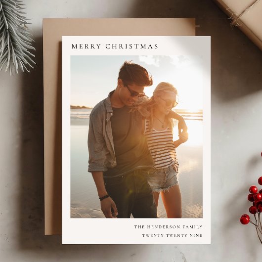 Minimale kerstfoto Eenvoudig Informal Modern Feestdagenkaart