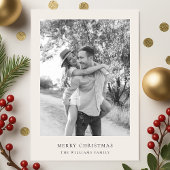 Minimale kerstfoto Eenvoudig zwart-wit Feestdagenkaart