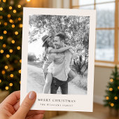 Minimale kerstfoto Eenvoudig zwart-wit Feestdagenkaart