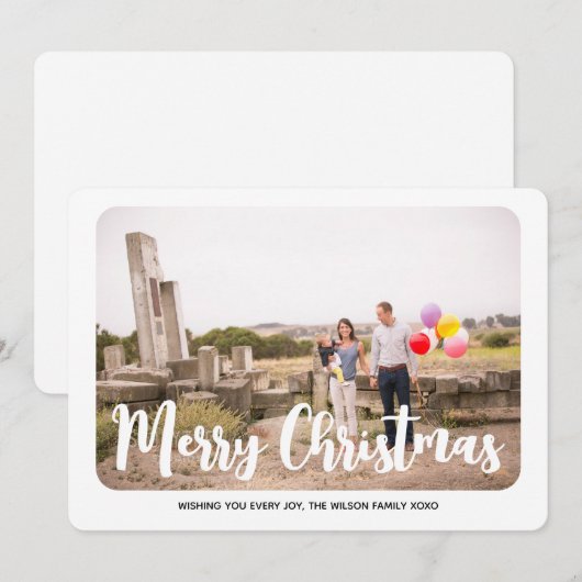 Minimale kerstfoto feestdagenkaart (Voorkant / Achterkant)