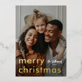 Minimale kerstfoto folie feestdagenkaart (Voorkant)