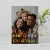 Minimale kerstfoto folie feestdagenkaart (Staand Voorkant)