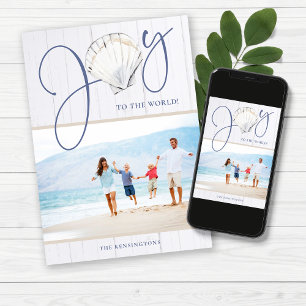 Minimale kerstfoto Joy Seashell Holiday Feestdagenkaart