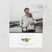 Minimale Kerstfoto met dennenboomtak Zeer vrolijk Feestdagenkaart (Voorkant)