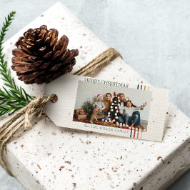 Minimale Kerstfoto | Modern Familiefoto Cadeaulabel