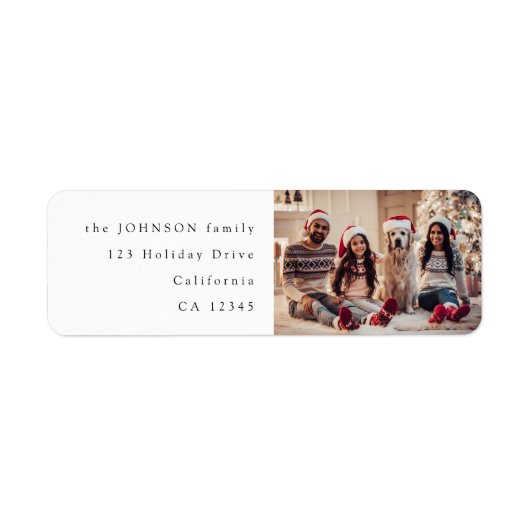 Minimale kerstfoto | Modern familieportret Etiket (Voorkant)