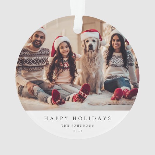 Minimale kerstfoto | Modern familieportret Ornament (achterkant)