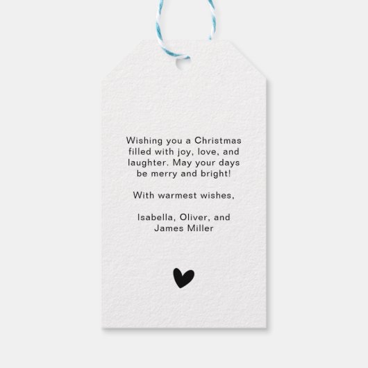 Minimale kerstfoto Moderne aangepaste vakantie Cadeaulabel (Achterkant)