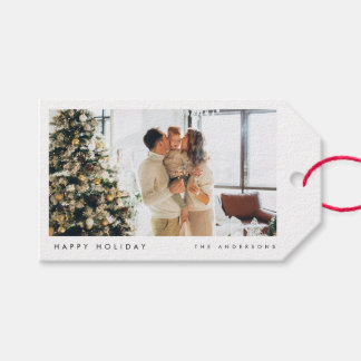 Minimale kerstfoto | Moderne familiefoto Cadeaulabel