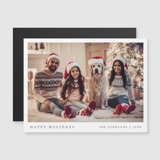 Minimale kerstfoto Moderne Kaart van de Nieuwsfami (Voorkant / Achterkant)
