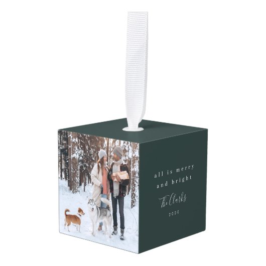 Minimale kerstfoto Scandinavian Forest Green Decoratie (Voorkant hoekig)