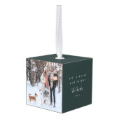 Minimale kerstfoto Scandinavian Forest Green Decoratie (Achter hoekig)