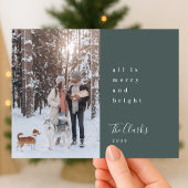 Minimale kerstfoto Scandinavian Forest Green Feestdagenkaart