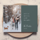 Minimale kerstfoto Scandinavian Forest Green Feestdagenkaart