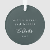 Minimale kerstfoto Scandinavian Forest Green Ornament (achterkant)