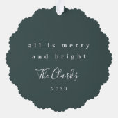 Minimale kerstfoto Scandinavian Forest Green Ornament Kaart (Achterkant)